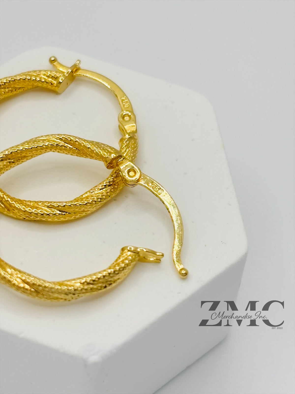 18K Gold Twisted Loop Earrings