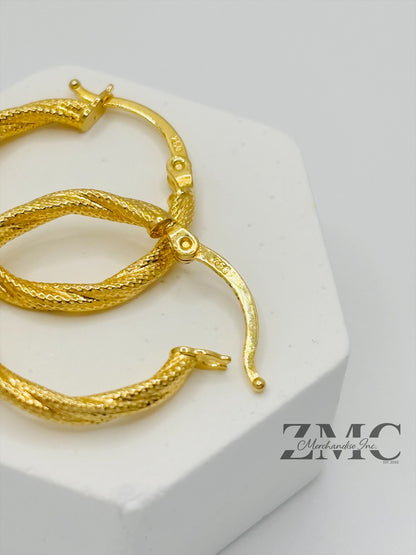 18K Gold Twisted Loop Earrings