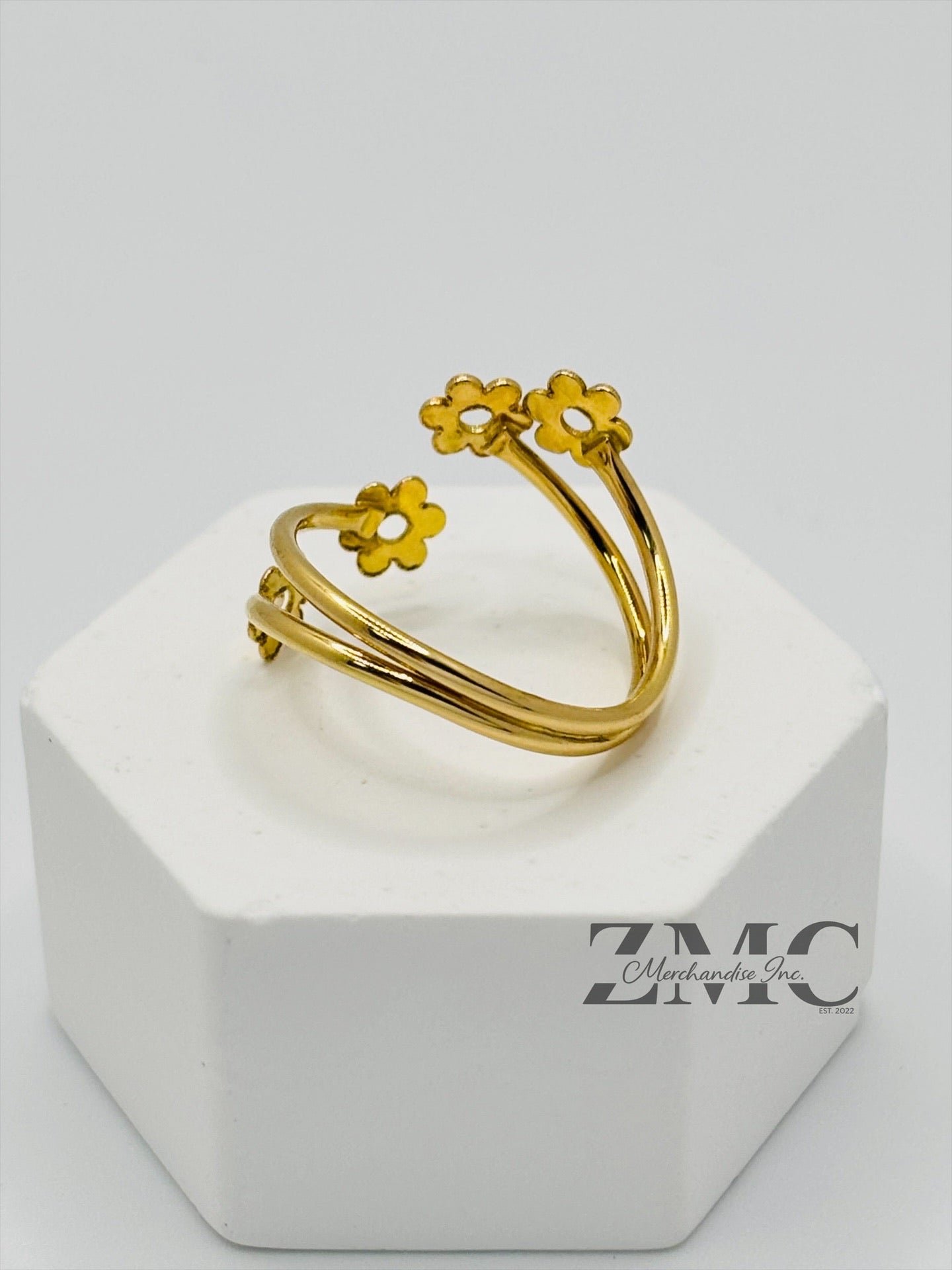 18K Gold Spiral Flower Ring