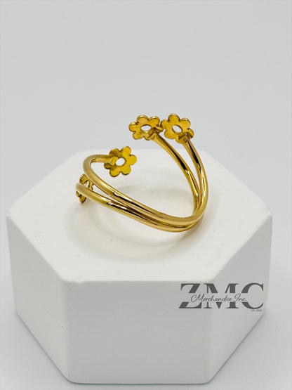 18K Gold Spiral Flower Ring