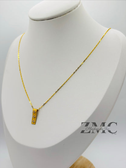 18K Gold 3 Stone Necklace