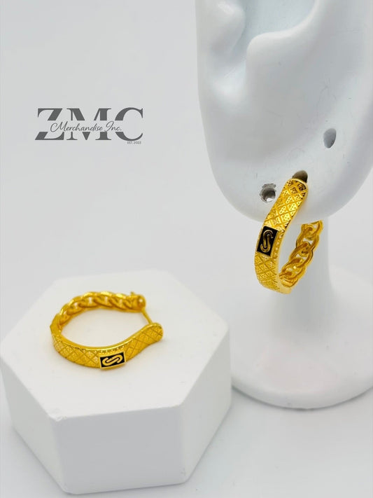 18K Gold M Loop Earrings