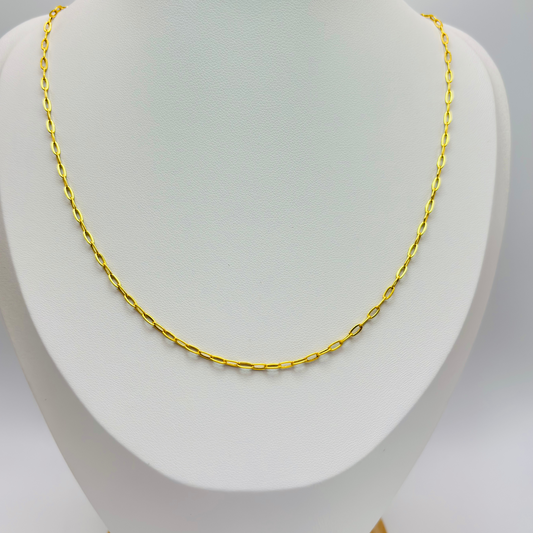 18K Gold Small Link Paperclip Chain