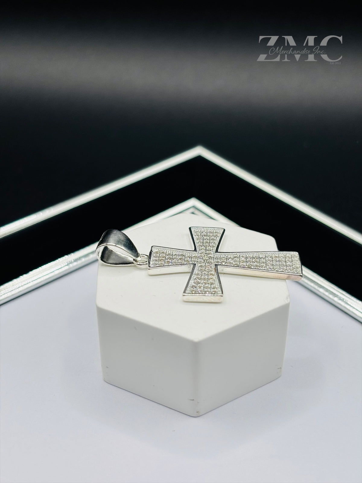 S925 Silver Cross Stone Pendant
