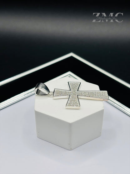 S925 Silver Cross Stone Pendant