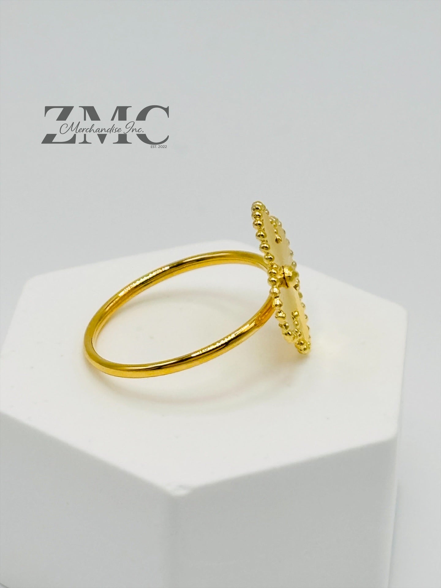 18K Gold Ring Clover 15mm