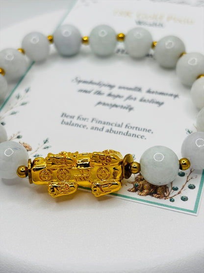 18K Gold Lucky Piyao/ Pi Xiu Jade Bracelet( Hollow Empty Inside) XXL PIYAO