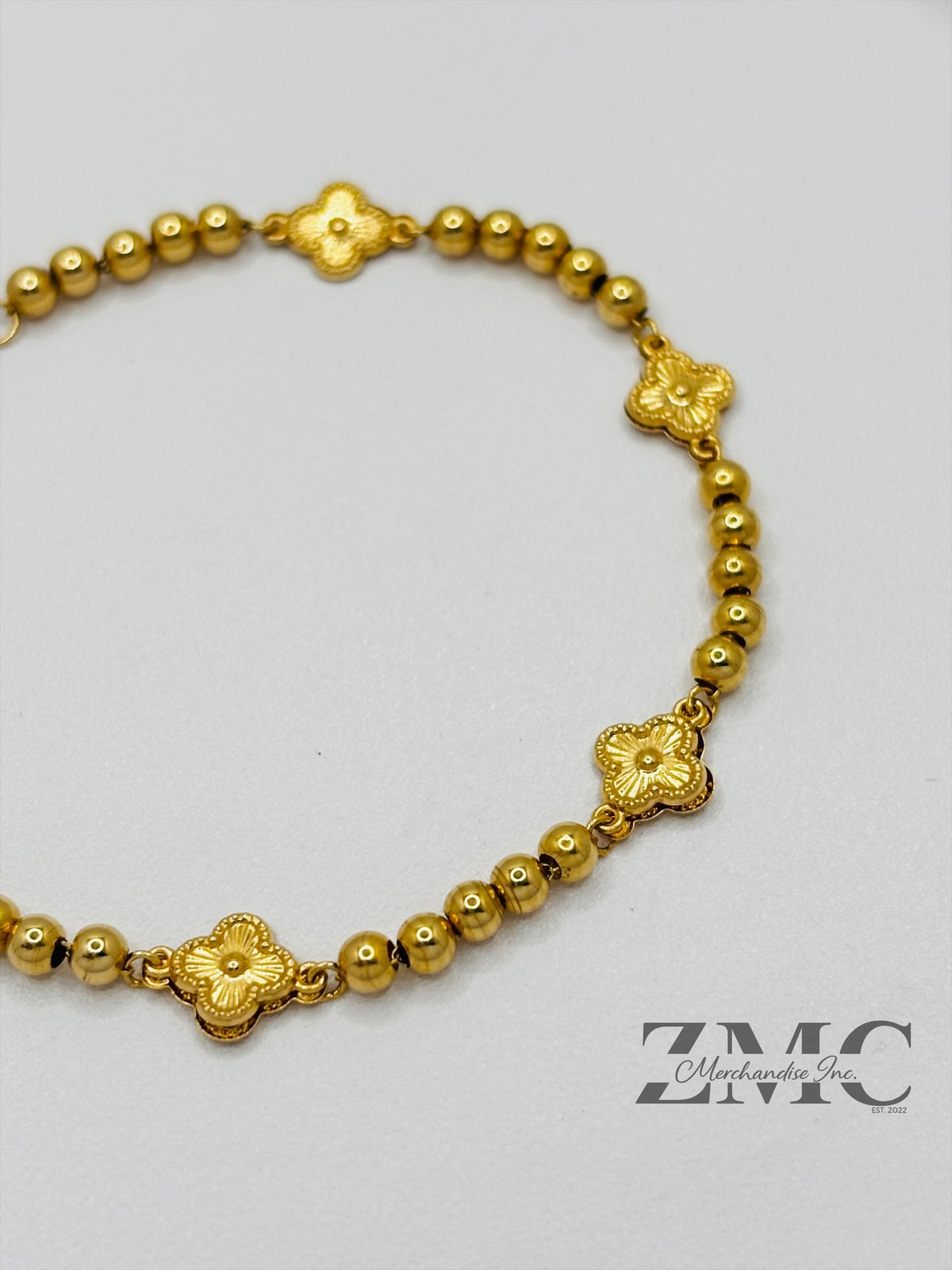 18K Gold Clover Ball Braclet