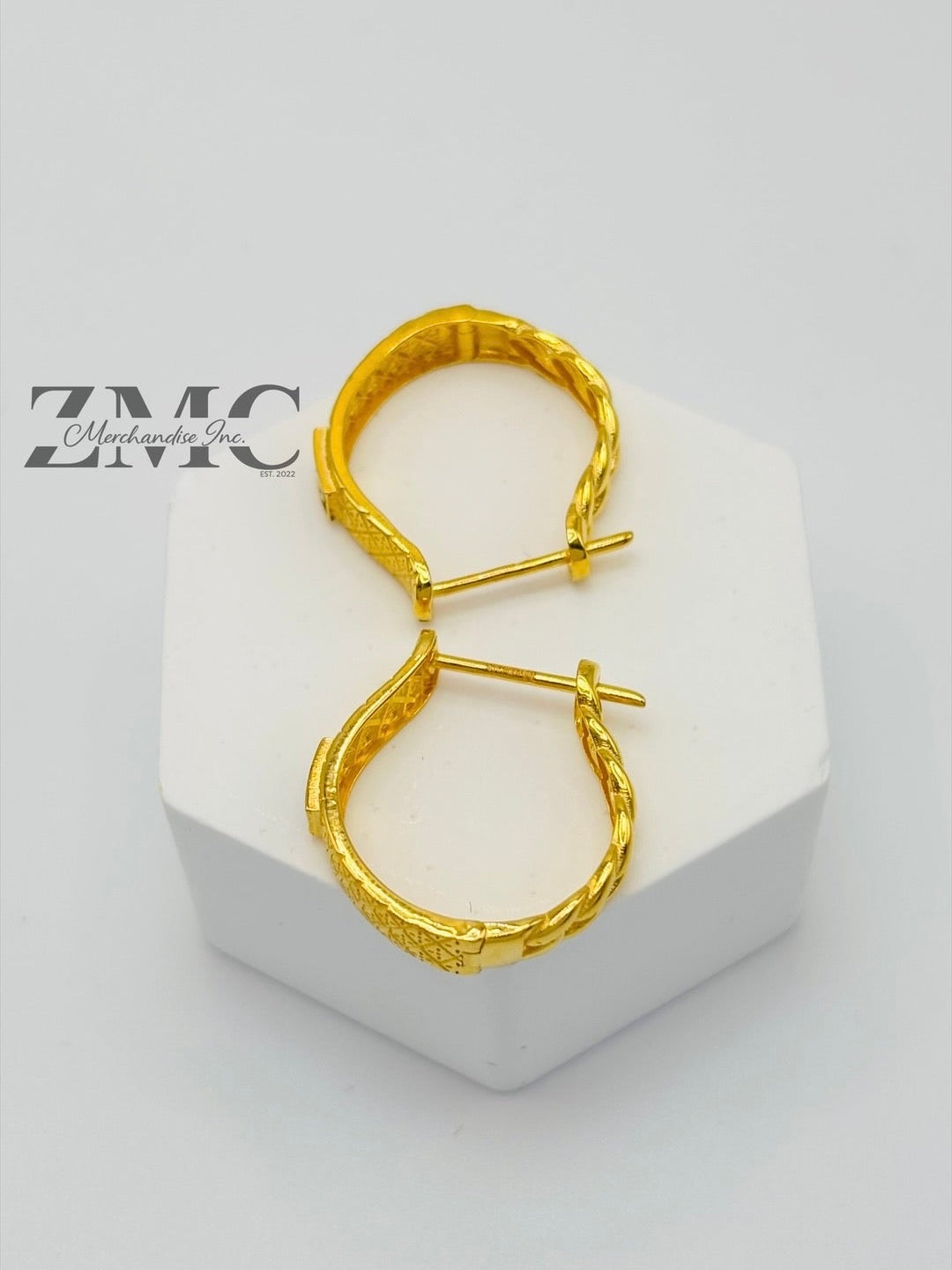 18K Gold M Loop Earrings