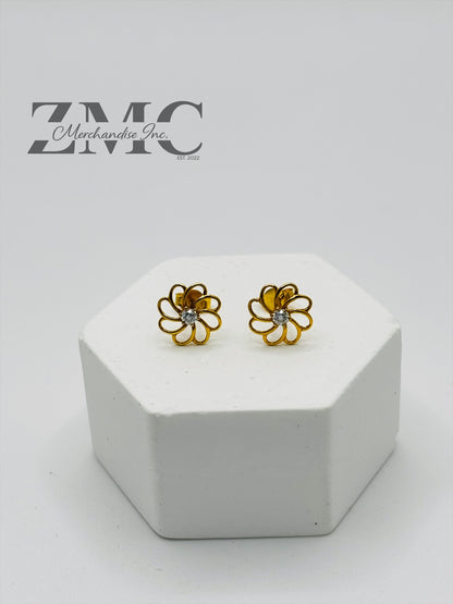 18K Gold Flower Moissanite Diamond Earrings
