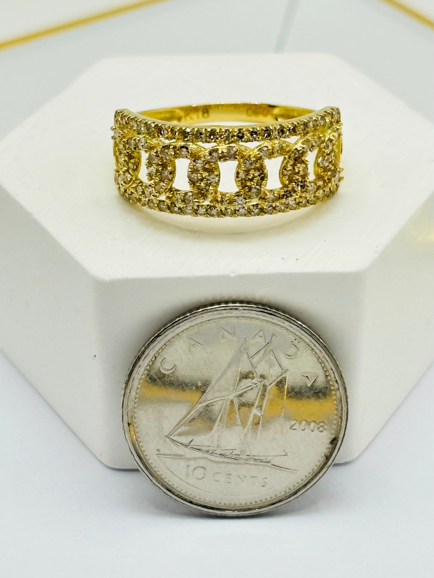 K18 Japan Gold Cadena Natural Diamond Ring 0.50 carat