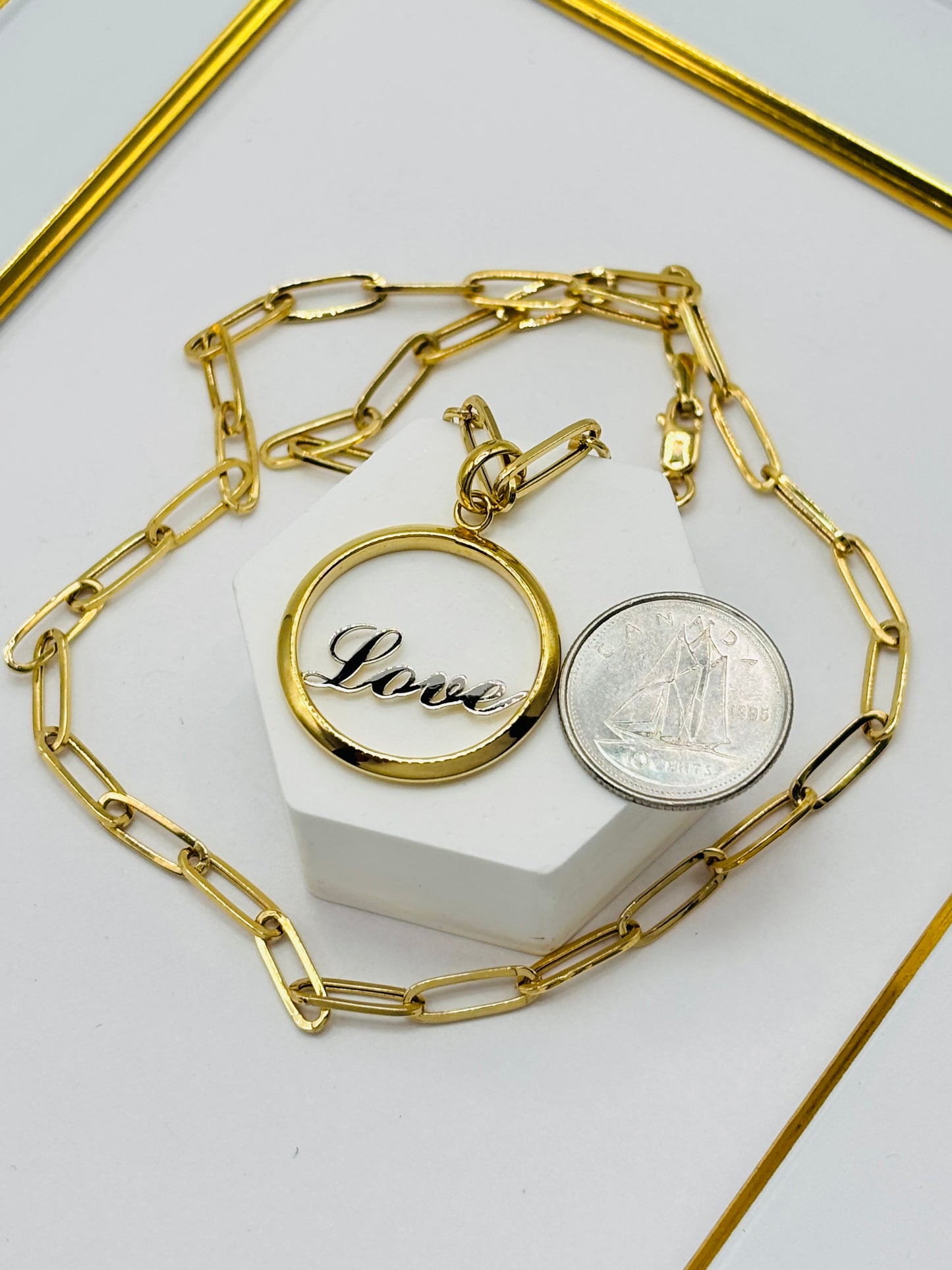 18K Gold Love Paperclip Necklace
