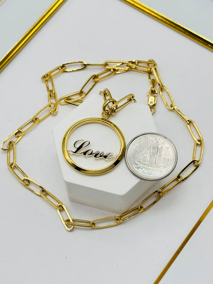 18K Gold Love Paperclip Necklace