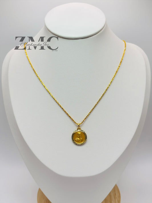 18K Gold Slider Jesus Necklace
