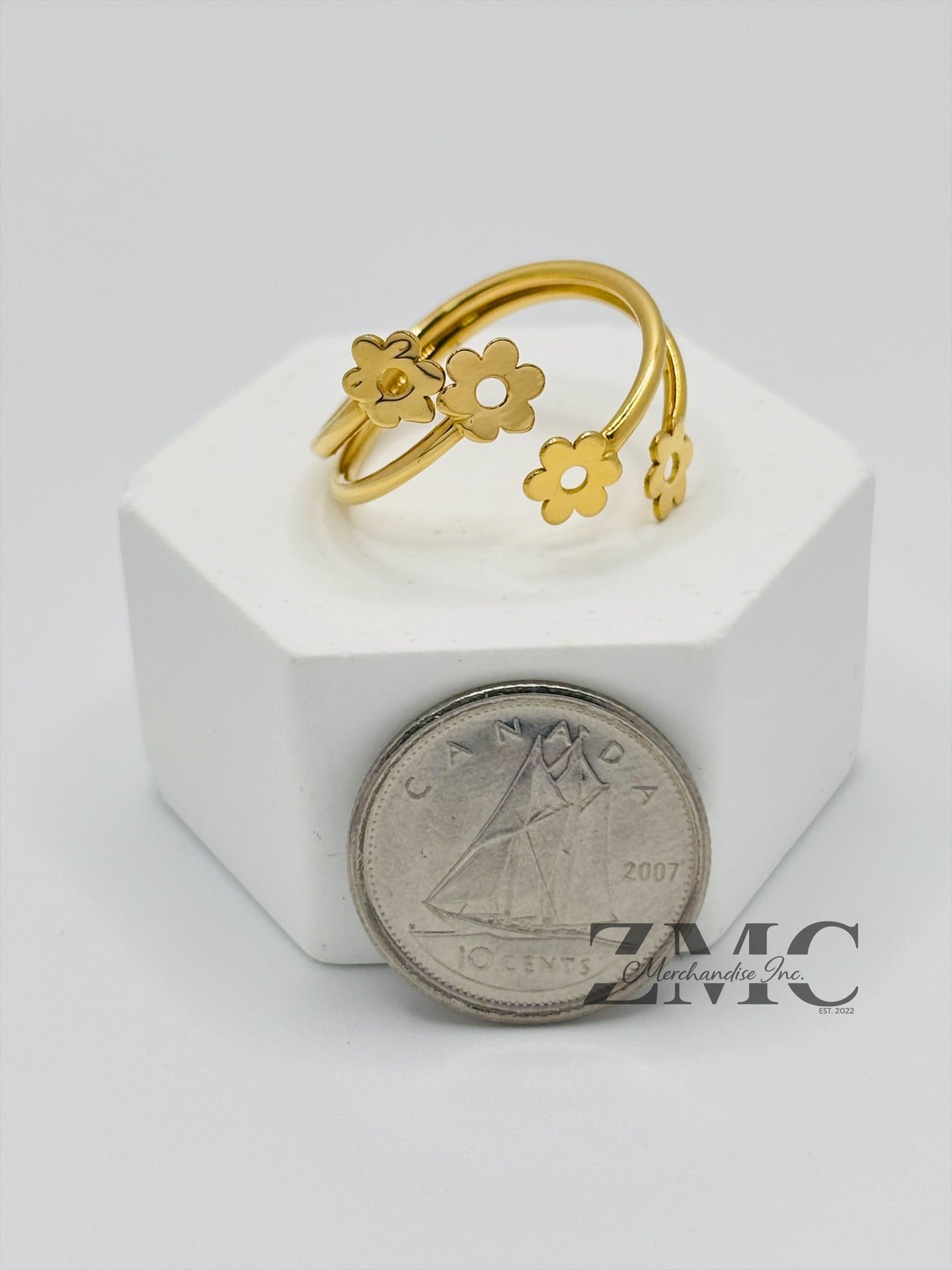 18K Gold Spiral Flower Ring