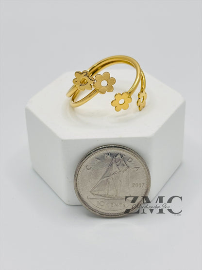18K Gold Spiral Flower Ring