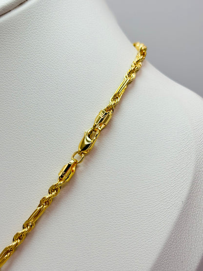 18K Gold Rope Bar with Cross Pendant Necklace