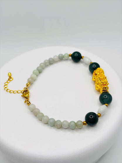 18K Gold Lucky Piyao/ Pi Xiu  Jade Bracelet Bracelet( Hollow Empty Inside) EXTRA LARGE PIYAO
