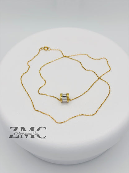 18K Gold Necklace with Barrel Pendant (Chocker Adult/Kids)