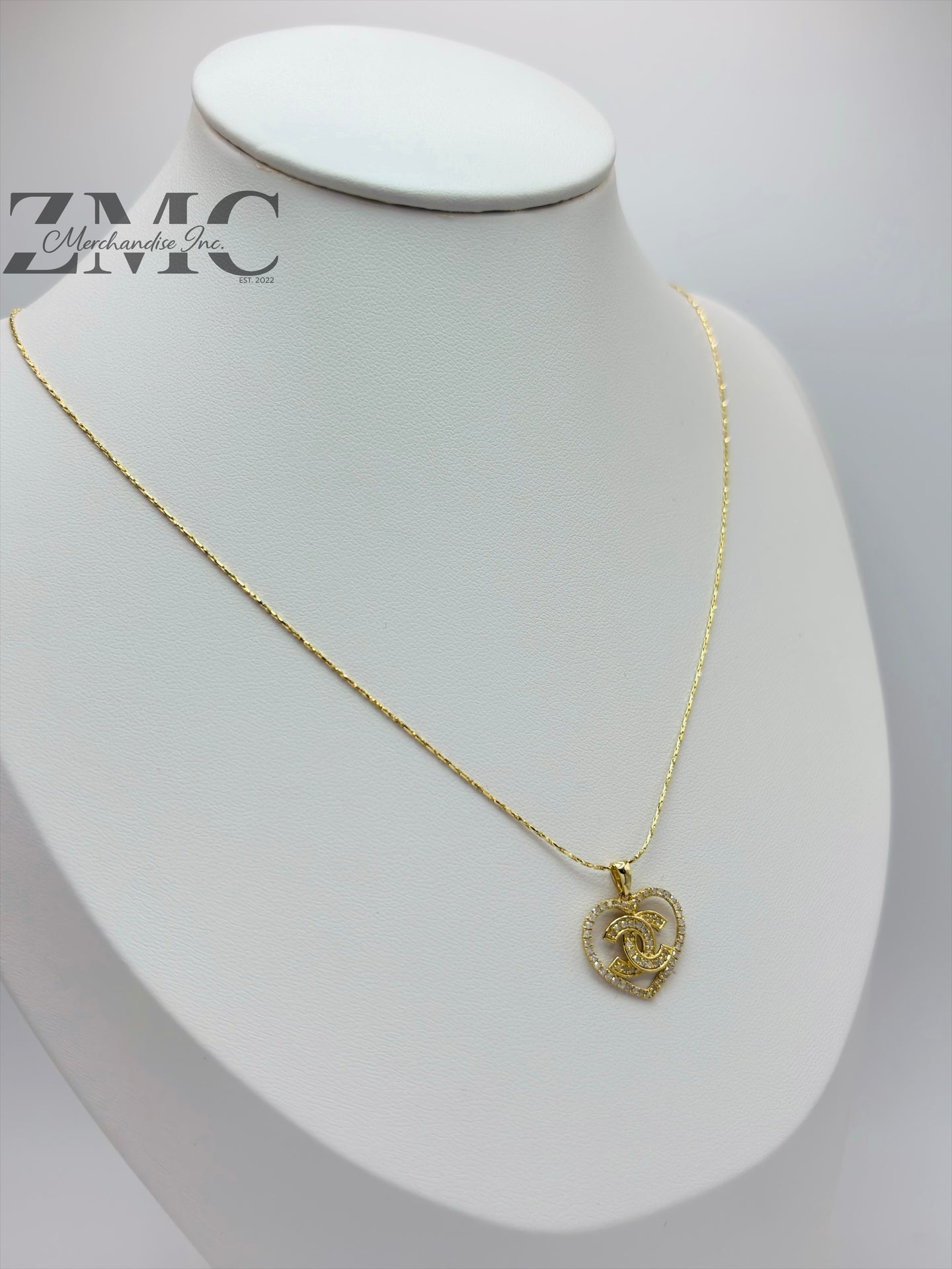 K18 Japan Gold Heart Necklace Natural Diamond