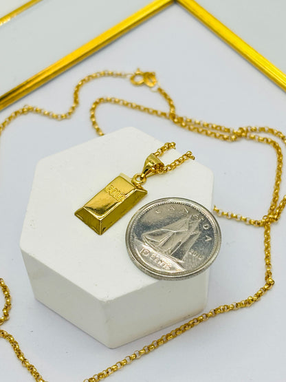 18K Gold Tauco with Gold Bar Pendant Necklace Set