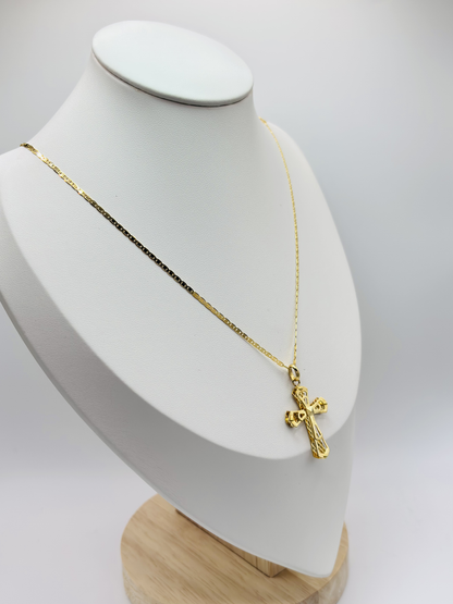 18K Gold Back to Back Cross Necklace