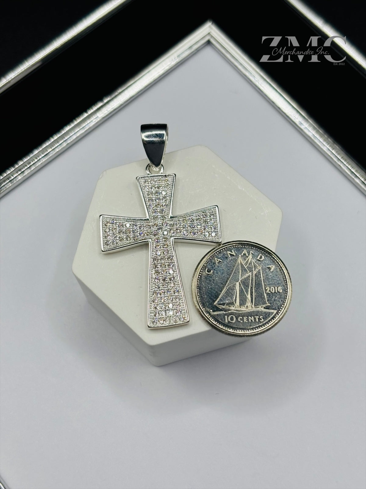 S925 Silver Cross Stone Pendant