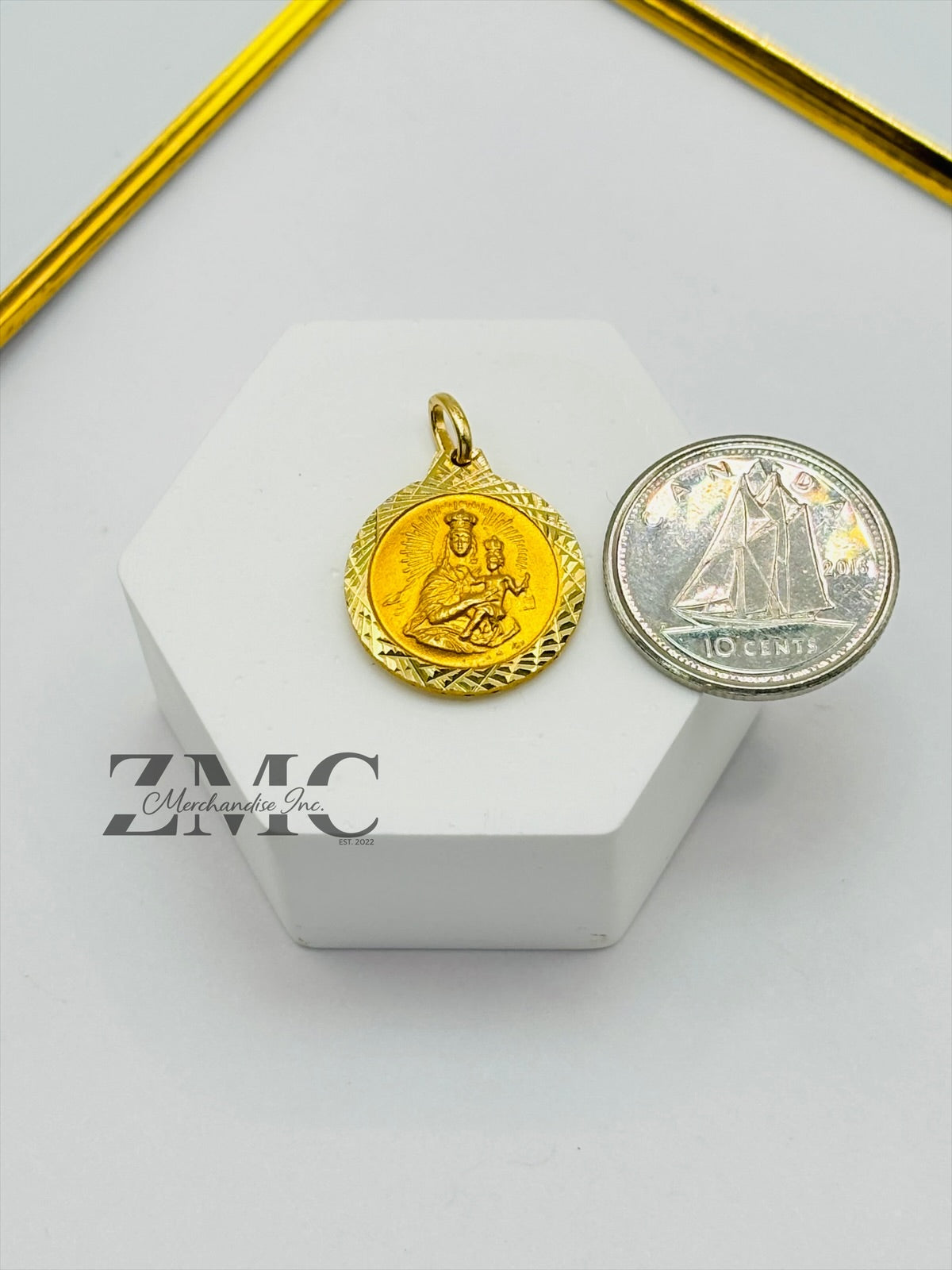 18K Gold Back to Back Religious Pendant