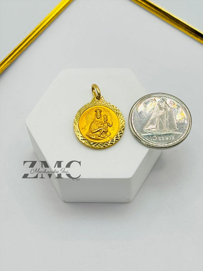 18K Gold Back to Back Religious Pendant