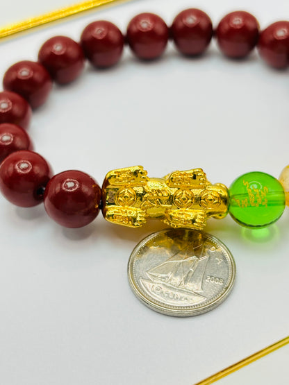 18K Gold  Lucky Piyao/ Pi Xiu Five Gods of Wealth Stone ( Hollow Empty Inside) Extra Large Size