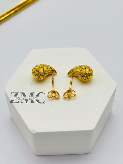 18K Gold Net Teardrop Earrings