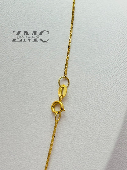 18K Gold Attached Heart with Ball Necklace
