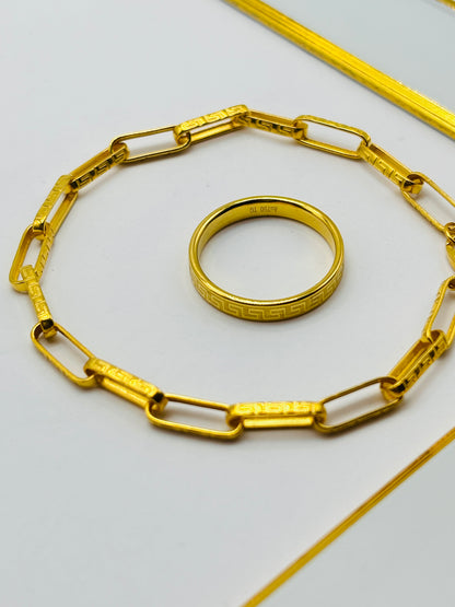 18K Gold  Bracelet and Ring Set