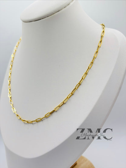 18K Gold Paperclip Chain  7 mm Link