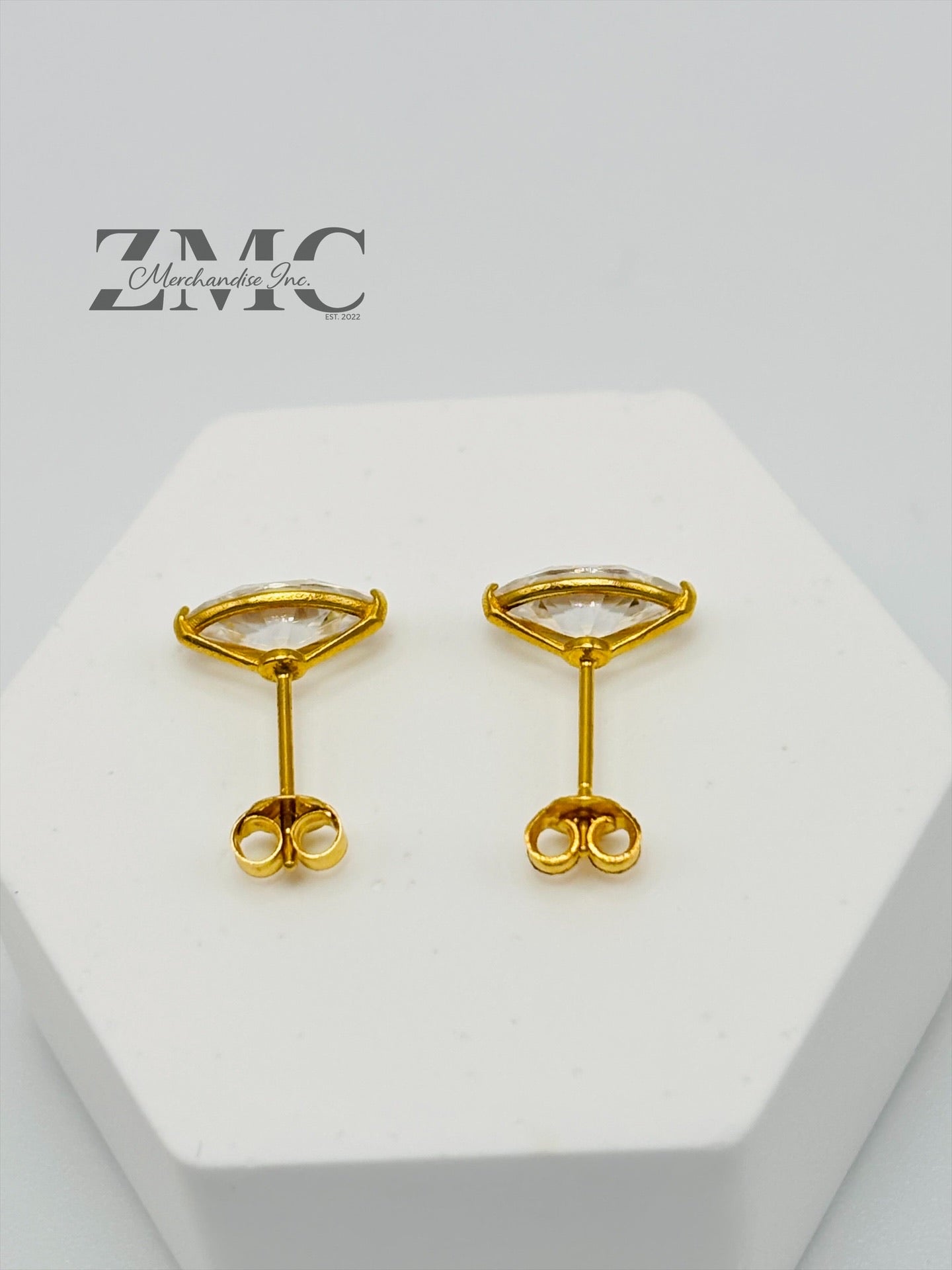 18K Gold Marquise Moissanite Diamond Earrings
