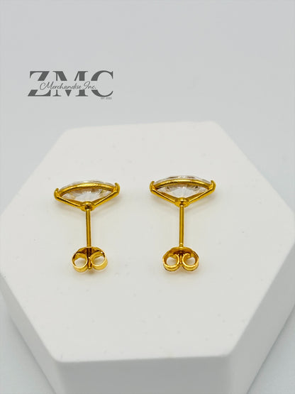 18K Gold Marquise Moissanite Diamond Earrings