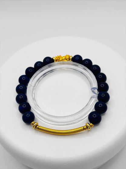 18K Gold Lucky Piyao/ Pi Xiu Lapis Lazuli Bracelet ( Hollow Empty Inside) SMALL PIYAO