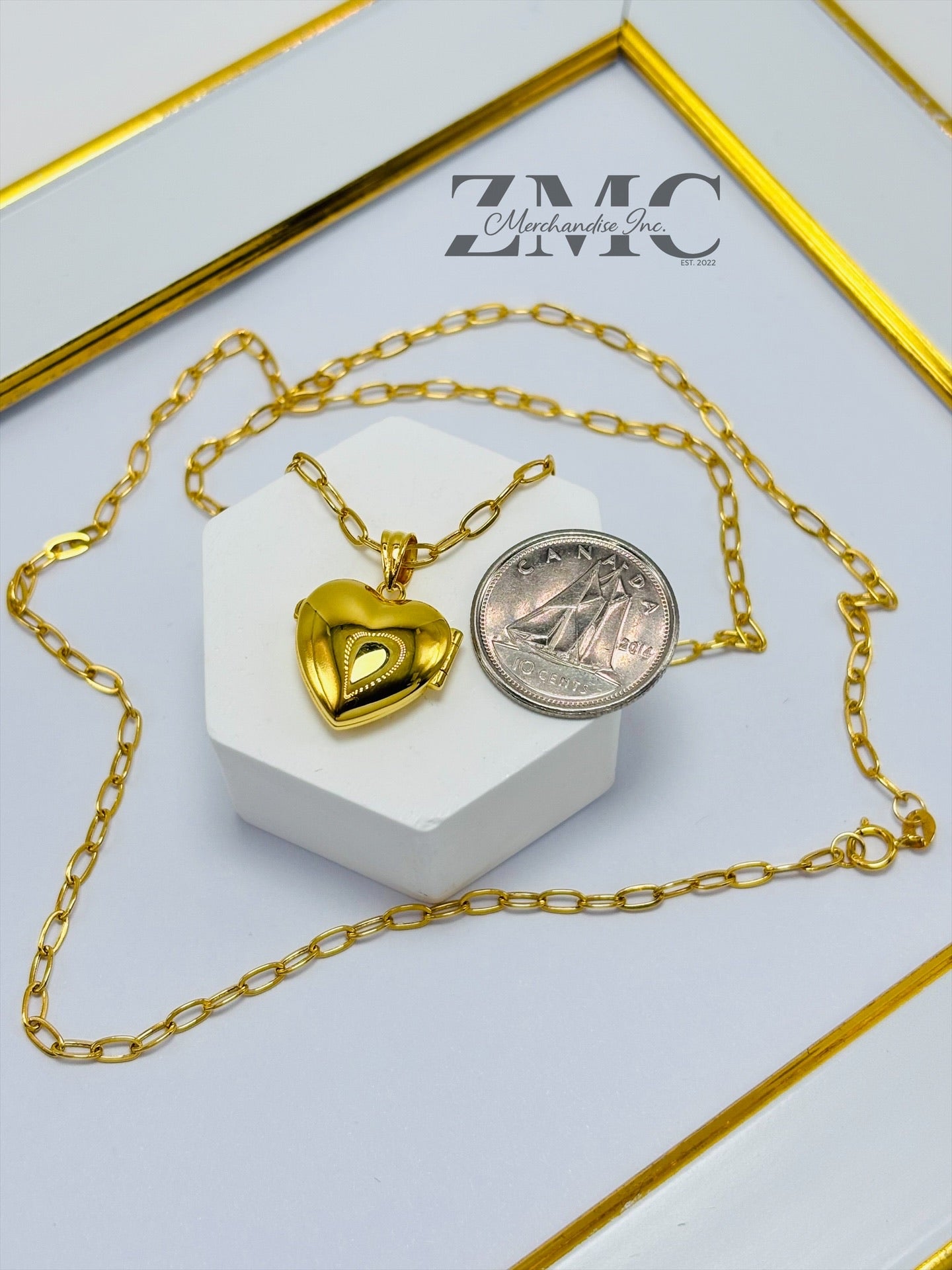 18K Gold Heart Locket Necklace
