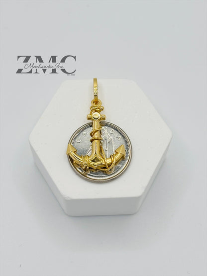 18K Gold Anchor Pendant