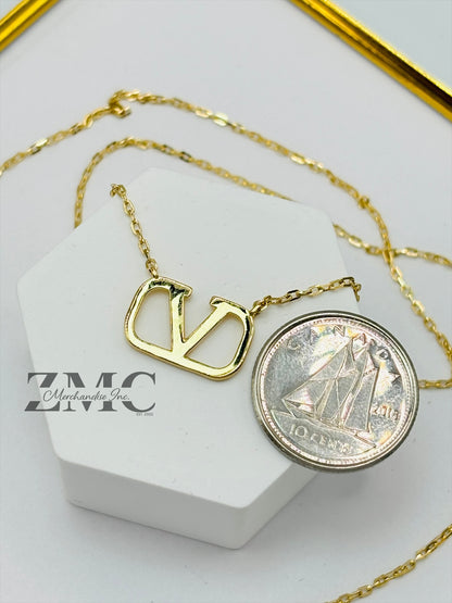 18K Gold V Attached Necklace