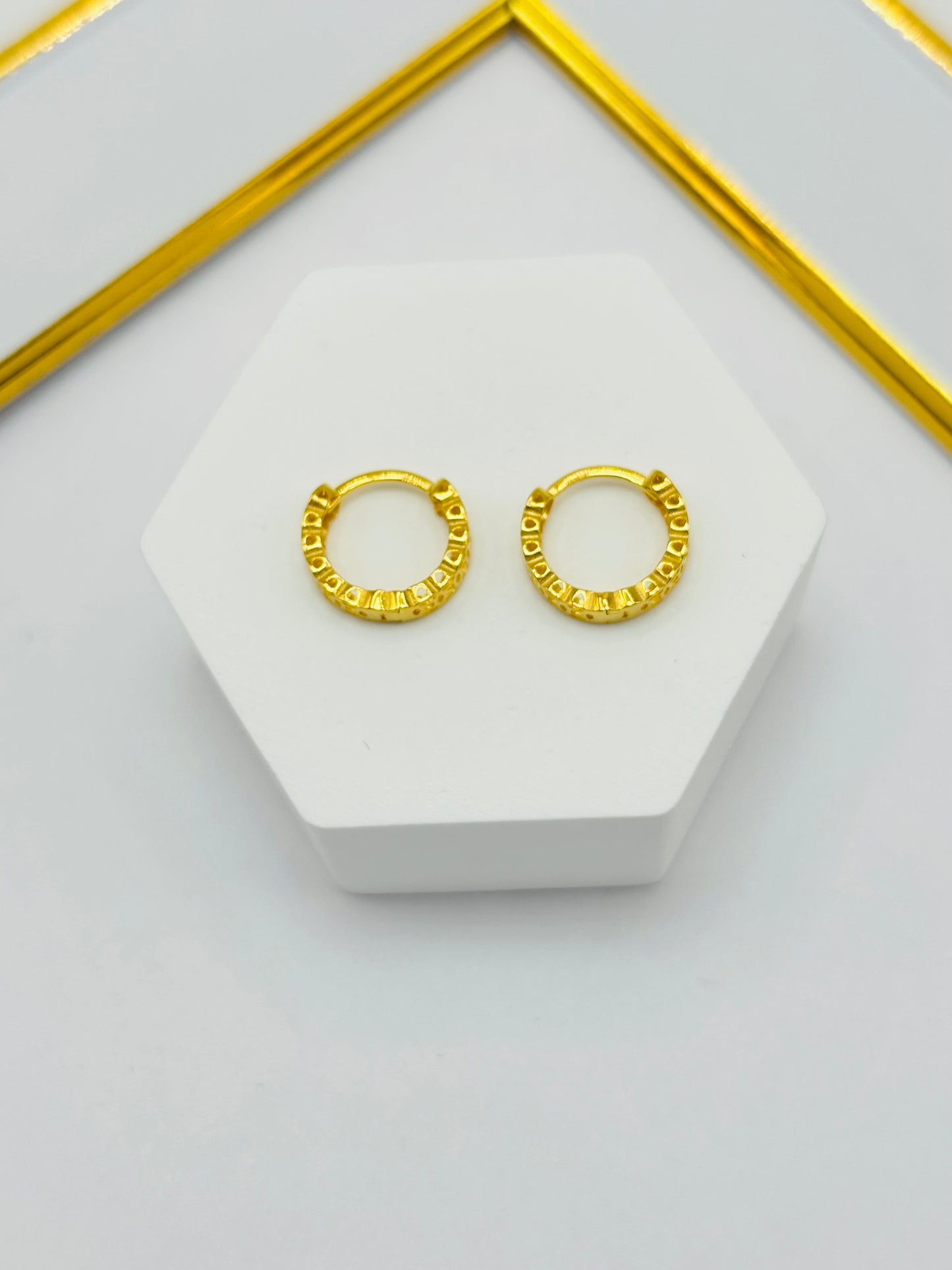 18K Gold Money Cather Huggies/Kids Loop Earrings