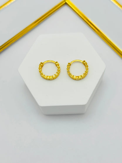 18K Gold Money Cather Huggies/Kids Loop Earrings