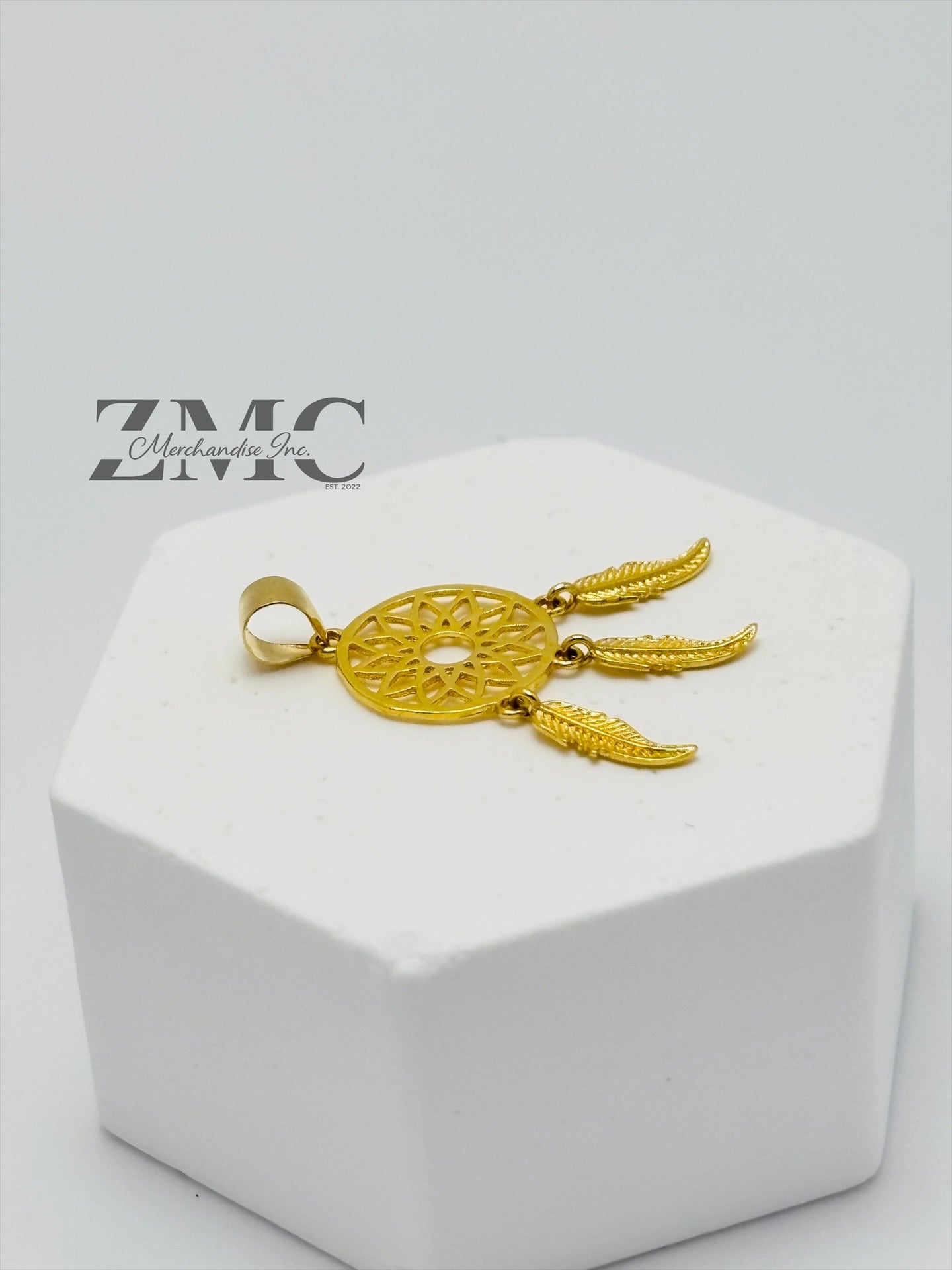 18K Gold dream Catcher Earrings and Pendant Set