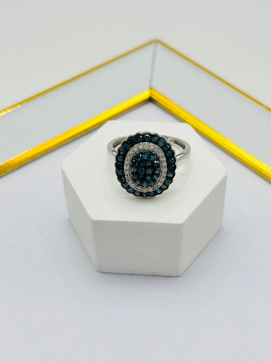 K18 Japan Gold Rare Blue and White Natural Diamond Ring 1.00 carat