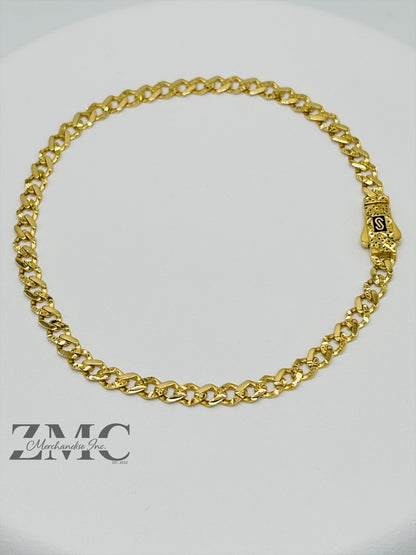 18K Gold M Diamond Cut Bracelet