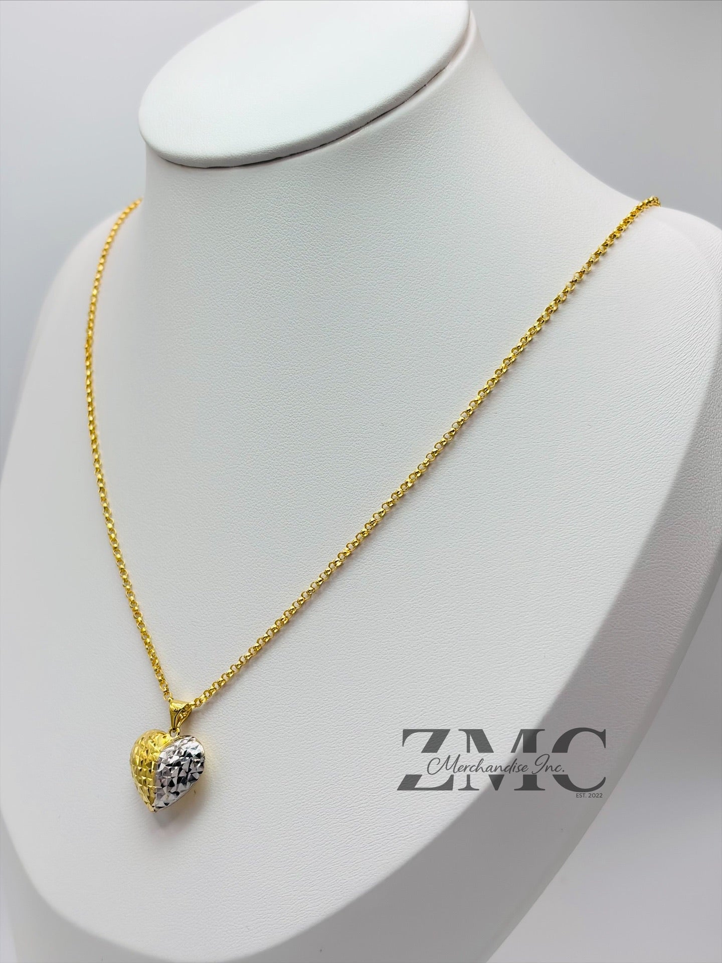 18K Gold Two-Tone Heart Necklace