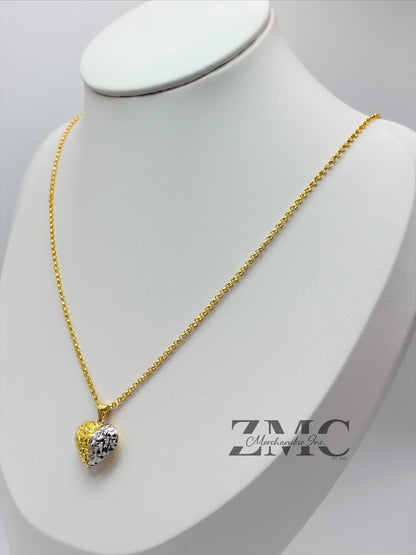 18K Gold Two-Tone Heart Necklace