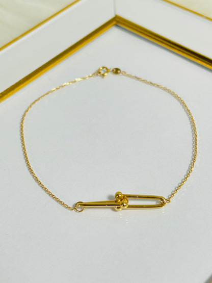18K Gold Hardware and Link Combination Bracelet (Single)
