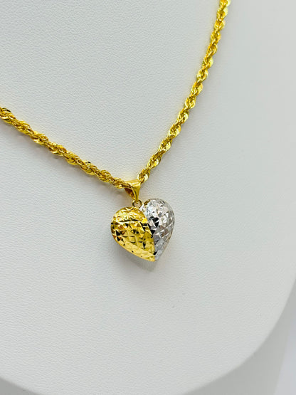 18K Gold Two-tone Heart Necklace