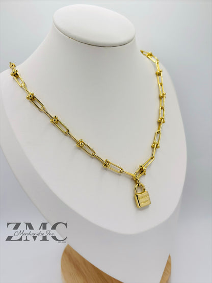 18K Gold Hardware Padlock Necklace